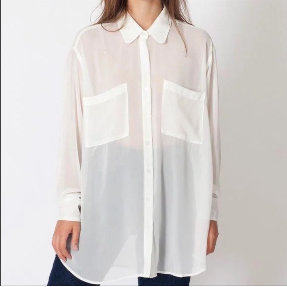American Apparel Chiffon Sheer Button-Up Blouse (‘One Size’)